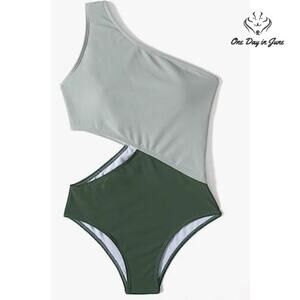 SweatyRocks One Shoulder Cut Out One Piece Swimsuit Size L